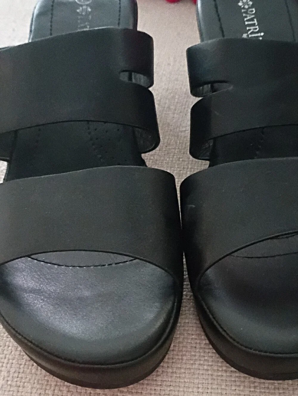 Patrizia-Black-Sz 10-Wedge Slide Sandals with Dual Buckles Chic Comfort